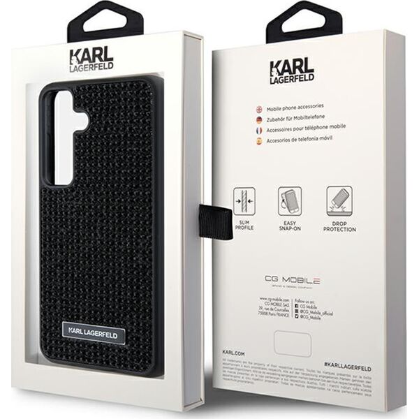 Karl Lagerfeld Etui Karl Lagerfeld KLHCS24SHDSPRK Samsung Galaxy S24 hardcase Rhinestone Metal Logo czarny/black