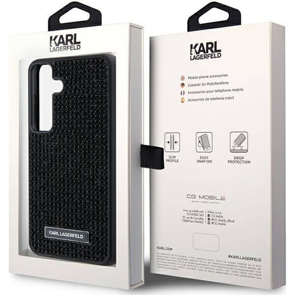 Karl Lagerfeld Etui Karl Lagerfeld KLHCS24SHDSPRK Samsung Galaxy S24 hardcase Rhinestone Metal Logo czarny/black