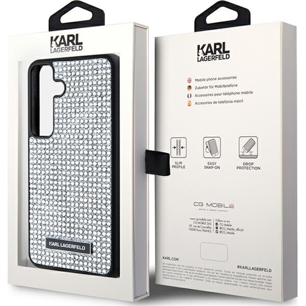 Karl Lagerfeld Etui Karl Lagerfeld KLHCS24SHDSPRS Samsung Galaxy S24 hardcase Rhinestone Metal Logo srebrny/silver