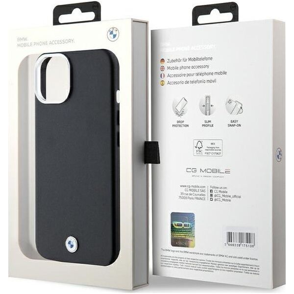 BMW Etui BMW BMHMP15S23PUFWK Apple iPhone 15 / 14 / 13 Signature Wrapped Metal MagSafe czarny/black