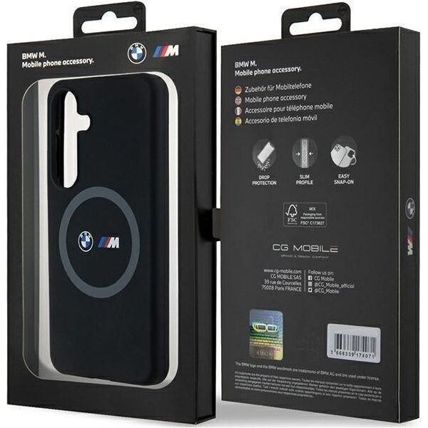 BMW Etui BMW BMHMS24S23SROK Samsung Galaxy S24 hardcase M Silicone Printed Ring MagSafe czarny/black