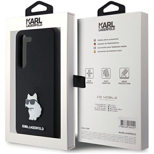 Karl Lagerfeld Etui Karl Lagerfeld KLHCS23SSMHCNPK Samsung Galaxy S23 hardcase Silicone Choupette Metal Pin czarny/black