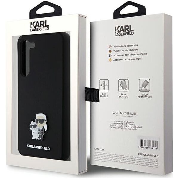 Karl Lagerfeld Etui Karl Lagerfeld KLHCS23MSMHKCNPK Samsung Galaxy S23+ Plus hardcase Silicone Karl&Choupette Metal Pin czarny/black