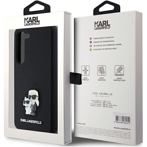 Karl Lagerfeld Etui Karl Lagerfeld KLHCS23SSMHKCNPK Samsung Galaxy S23 hardcase Silicone Karl&Choupette Metal Pin czarny/black