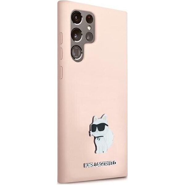 Karl Lagerfeld Etui Karl Lagerfeld KLHCS23LSMHCNPP Samsung Galaxy S23 Ultra Silicone Choupette Metal Pin różowy/pink