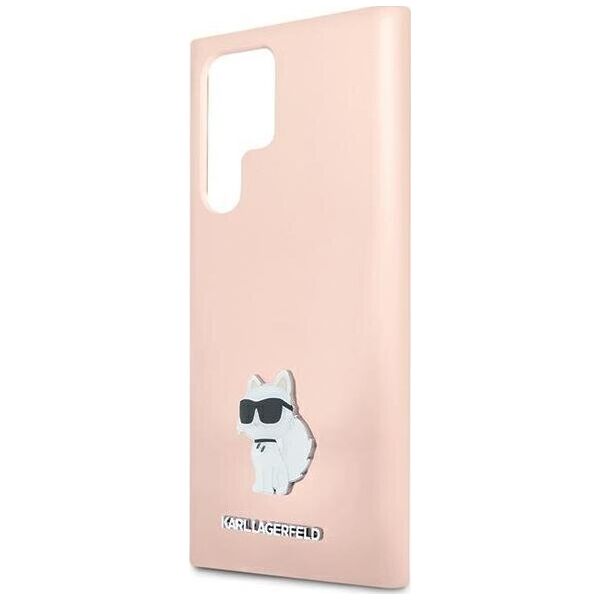 Karl Lagerfeld Etui Karl Lagerfeld KLHCS23LSMHCNPP Samsung Galaxy S23 Ultra Silicone Choupette Metal Pin różowy/pink