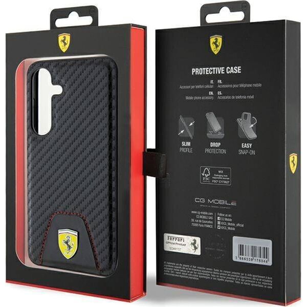 Ferrari Ferrari Carbon Stitched Bottom - Etui Samsung Galaxy S24 (czarny)
