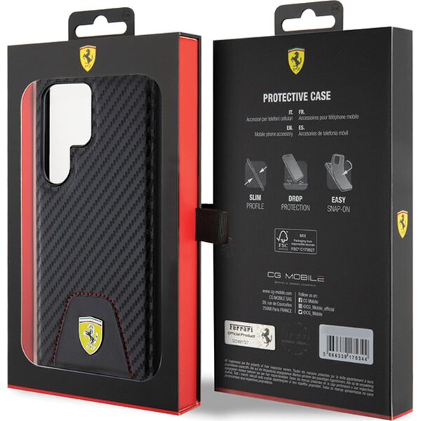 Ferrari Ferrari Carbon Stitched Bottom - Etui Samsung Galaxy S24 Ultra (czarny)