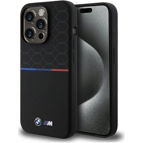BMW BMW BMHMP15L22SMPK iPhone 15 Pro 6.1" czarny/black hardcase M Silicone Pattern MagSafe NoSize