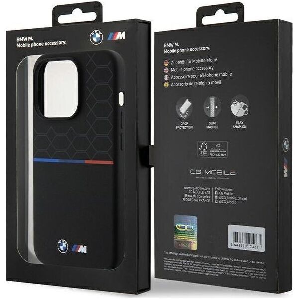 BMW BMW BMHMP15L22SMPK iPhone 15 Pro 6.1" czarny/black hardcase M Silicone Pattern MagSafe NoSize