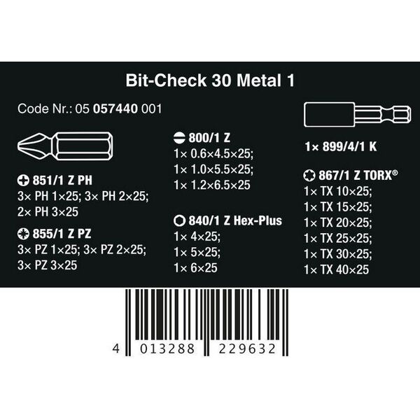 Wera Wera Bit-Check 30 Metal 1 SB
