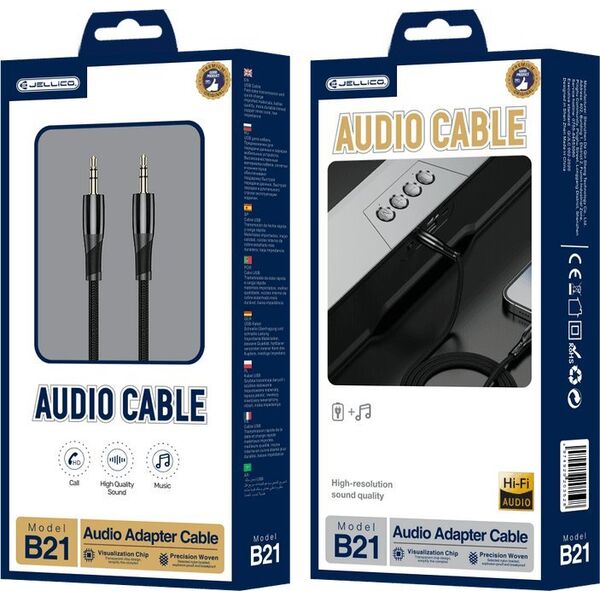 Kabel Jellico JELLICO kabel B21 JACK 3.5MM - JACK 3.5MM 1.2M Czarny standard
