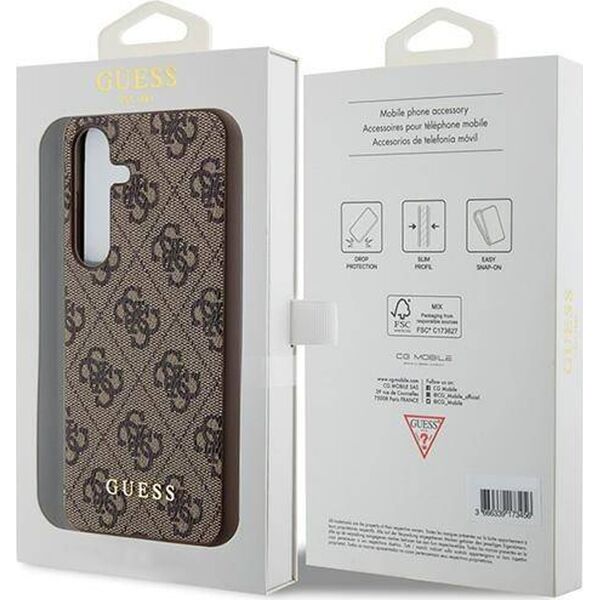 Guess Etui Guess GUHCS24SG4GFBR Samsung Galaxy S24 hardcase 4G Metal Gold Logo brązowy/brown