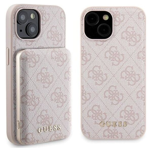 Guess Zestaw Guess GUBPM5P15S4GEMGP Apple iPhone 15 hardcase + Powerbank 5000mAh MagSafe 4G Metal Logo różowy/pink