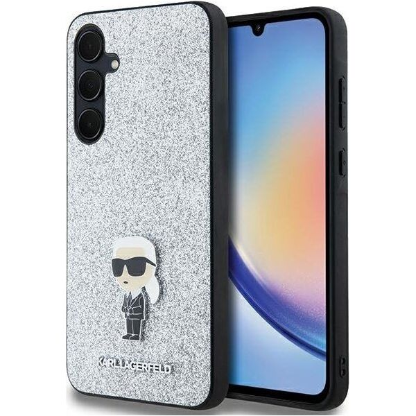 Karl Lagerfeld Etui Karl Lagerfeld KLHCSA35GCNPSG Samsung Galaxy A35 hardcase Fixed Glitter Choupette Logo Metal Pin srebrny/silver