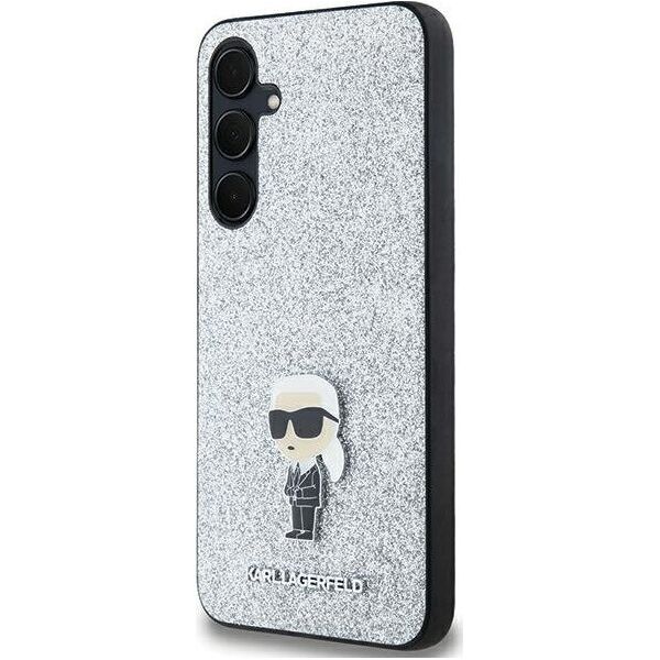 Karl Lagerfeld Etui Karl Lagerfeld KLHCSA35GCNPSG Samsung Galaxy A35 hardcase Fixed Glitter Choupette Logo Metal Pin srebrny/silver