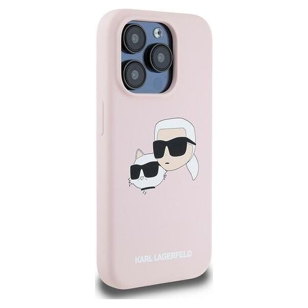Karl Lagerfeld Karl Lagerfeld KLHMP15LSKCHPPLP iPhone 15 Pro 6.1" różowy/pink hardcase Silicone Karl & Choupette MagSafe