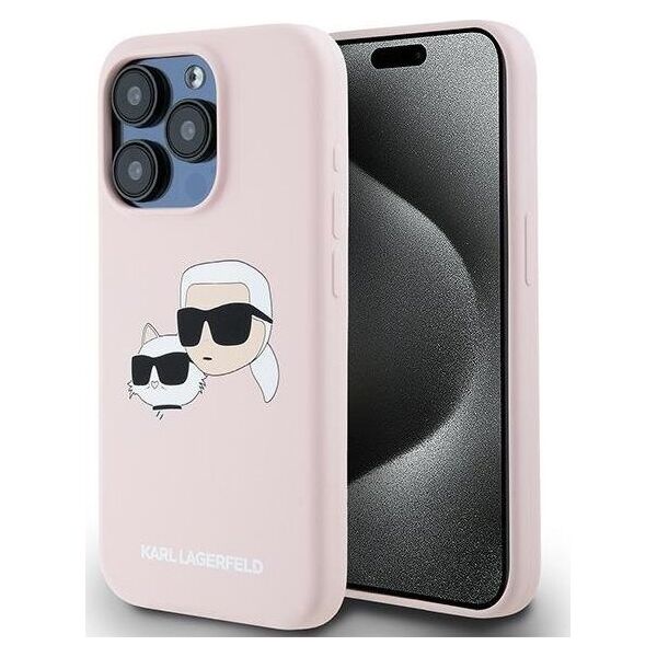 Karl Lagerfeld Karl Lagerfeld KLHMP15XSKCHPPLP iPhone 15 Pro Max 6.7" różowy/pink hardcase Silicone Karl & Choupette MagSafe