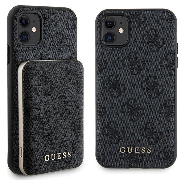 Guess Guess Bundle Pack MagSafe 4G Metal Gold Logo - Zestaw etui + Power Bank 5000mAh MagSafe iPhone 11 (czarny)