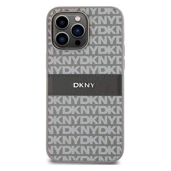 DKNY DKNY DKHCP14LPRTHSLE iPhone 14 Pro 6.1" beżowy/beige hardcase Leather Mono Stripe & Metal Logo