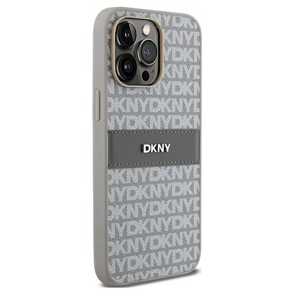 DKNY DKNY DKHCP14LPRTHSLE iPhone 14 Pro 6.1" beżowy/beige hardcase Leather Mono Stripe & Metal Logo