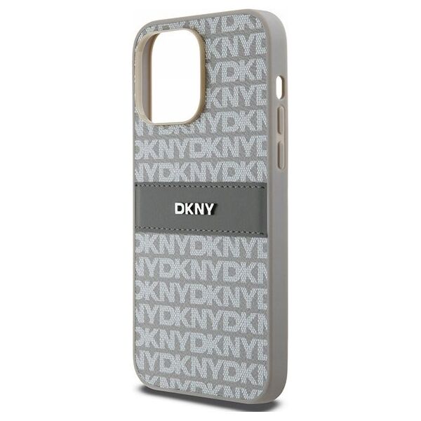 DKNY DKNY DKHCP14LPRTHSLE iPhone 14 Pro 6.1" beżowy/beige hardcase Leather Mono Stripe & Metal Logo