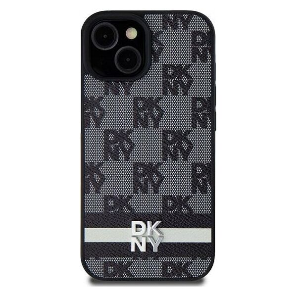 DKNY DKNY DKHCP14SPCPTSSK iPhone 14 / 15 / 13 6.1" czarny/black hardcase Leather Checkered Mono Pattern & Printed Stripes