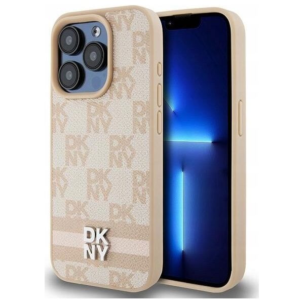 DKNY DKNY DKHCP15LPCPTSSP iPhone 15 Pro 6.1" różowy/pink hardcase Leather Checkered Mono Pattern & Printed Stripes