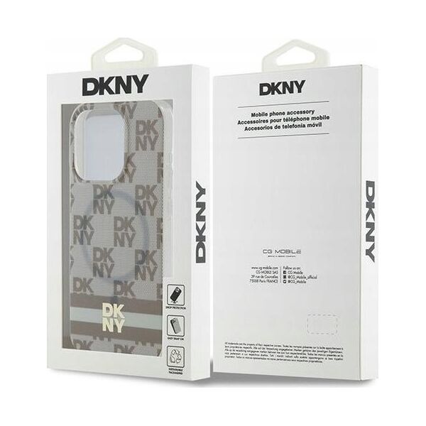 DKNY DKNY DKHMP13XHCPTSE iPhone 13 Pro Max 6.7" beżowy/beige hardcase IML Checkered Mono Pattern & Printed Stripes MagSafe