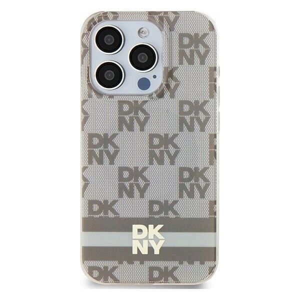 DKNY DKNY DKHMN61HCPTSE iPhone 11 / Xr 6.1" beżowy/beige hardcase IML Checkered Mono Pattern & Printed Stripes MagSafe
