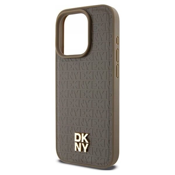 DKNY DKNY DKHMP14LPSHRPSW iPhone 14 Pro 6.1" brązowy/brown hardcase Leather Pattern Metal Logo MagSafe