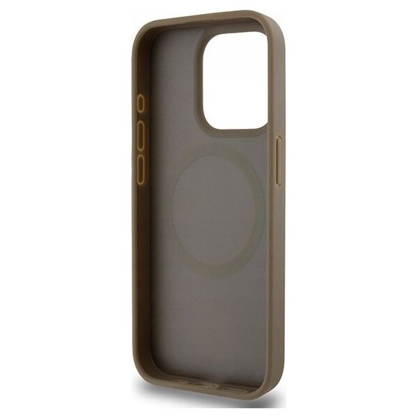 DKNY DKNY DKHMP14LPSHRPSW iPhone 14 Pro 6.1" brązowy/brown hardcase Leather Pattern Metal Logo MagSafe
