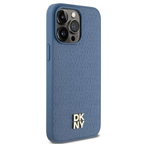 DKNY DKNY DKHMP15XPSHRPSB iPhone 15 Pro Max 6.7" niebieski/blue hardcase Leather Monogram Pattern Metal Logo MagSafe