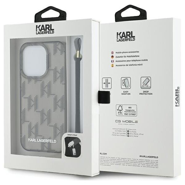 Karl Lagerfeld Karl Lagerfeld KLHCP15LHKDPNSK iPhone 15 Pro 6.1" czarny/black hardcase IML Mono KL Pattern & Cord