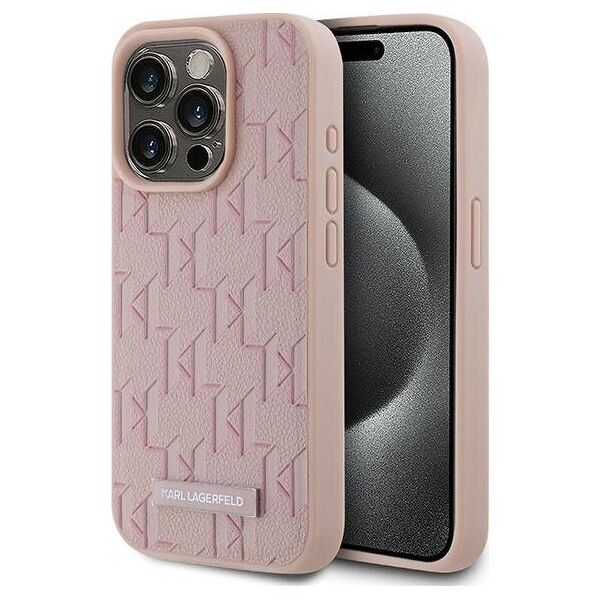 Karl Lagerfeld Karl Lagerfeld KLHMP15XPKHPORPP iPhone 15 Pro Max 6.7" hardcase różowy/pink Leather Monogram Metal Logo