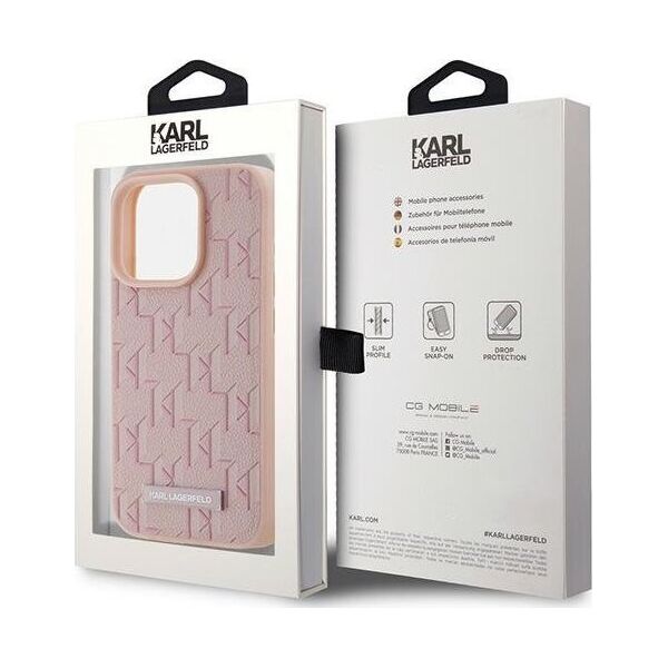 Karl Lagerfeld Karl Lagerfeld KLHMP15XPKHPORPP iPhone 15 Pro Max 6.7" hardcase różowy/pink Leather Monogram Metal Logo
