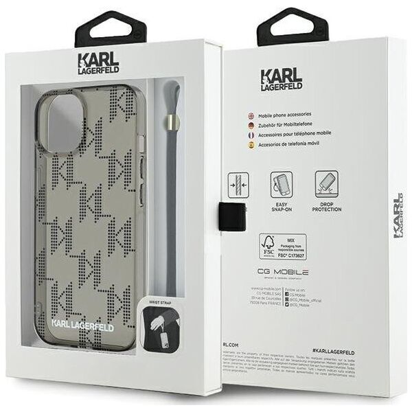 Karl Lagerfeld Etui Karl Lagerfeld KLHCP15SHKDPNSK Apple iPhone 15 / 14 / 13 hardcase IML Mono KL Pattern & Cord czarny/black