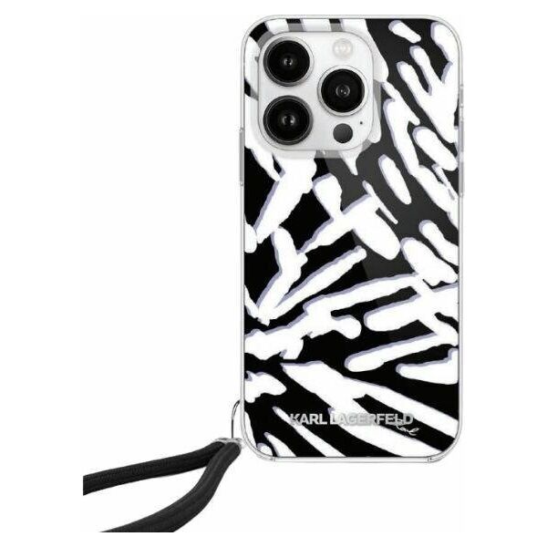 Karl Lagerfeld Etui Karl Lagerfeld KLHCP15SHZBPKCCK Apple iPhone 15 / 14 / 13 hardcase IML Zebra Pattern & Cord czarny/black