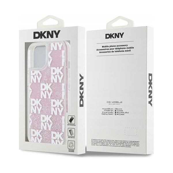 DKNY DKNY Liquid Glitter Multilogo - Etui iPhone 15 / 14 / 13 (różowy)