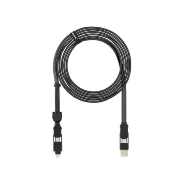 Kabel USB Rolling Square USB-A + USB-C - USB-C 3 m Czarny (RS-XLL01R)