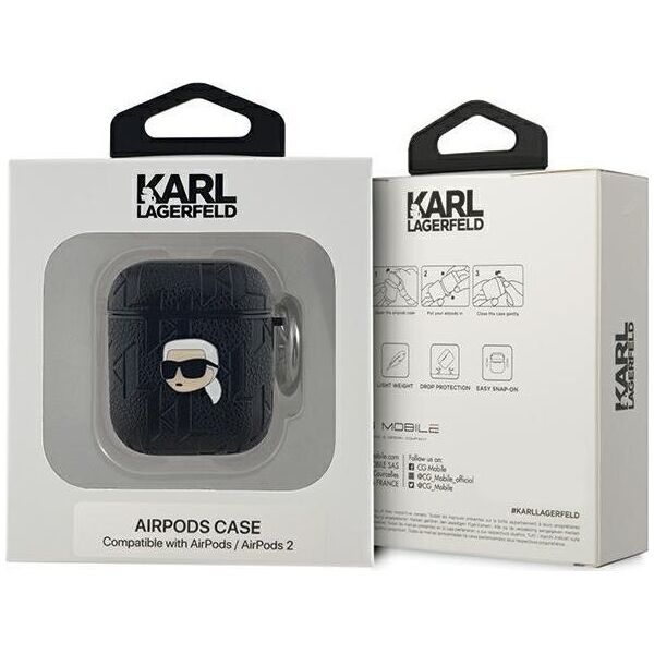 Karl Lagerfeld Karl Lagerfeld KLA2PGKIPK AirPods 1/2 cover czarny/black Monogram Karl Head