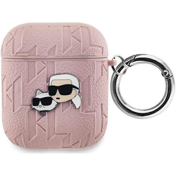 Karl Lagerfeld Karl Lagerfeld KLA2PGKCPP AirPods 1/2 cover różowy/pink Monogram Karl & Choupette Head