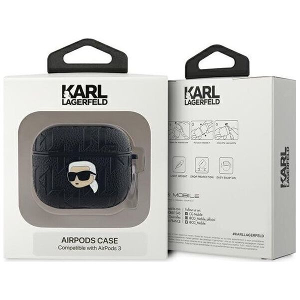 Karl Lagerfeld Karl Lagerfeld KLA3PGKIPK AirPods 3 cover czarny/black Monogram Karl Head