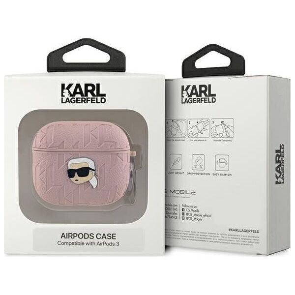 Karl Lagerfeld Karl Lagerfeld KLA3PGKIPP AirPods 3 cover różowy/pink Monogram Karl Head