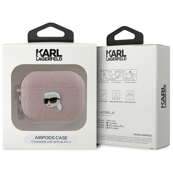 Karl Lagerfeld Karl Lagerfeld KLAP2PGKIPP AirPods Pro 2 (2022/2023) cover różowy/pink Monogram Karl Head
