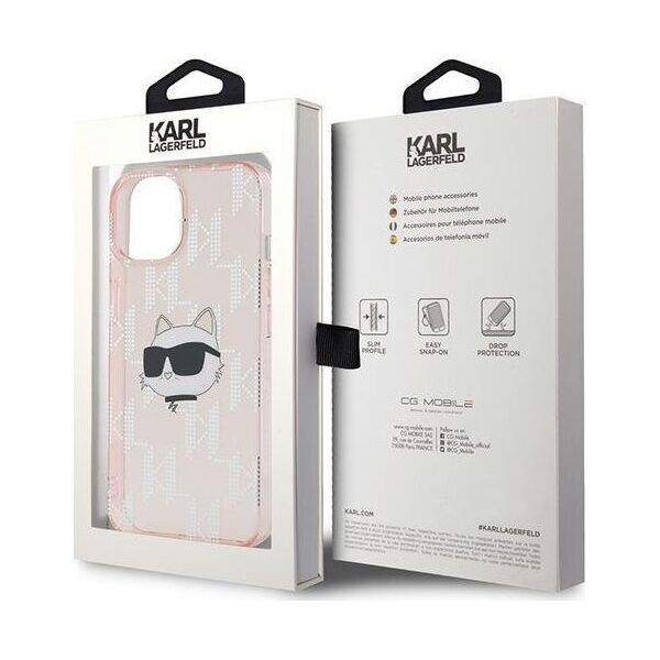 Karl Lagerfeld Karl Lagerfeld KLHCP14SHKLPCHP iPhone 14 / 15 / 13 6.1" różowy/pink hardcase IML Choupette Head & Monogram