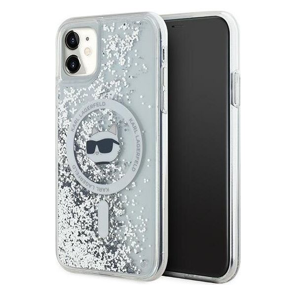 Karl Lagerfeld Karl Lagerfeld KLHMN61LGCHSGH iPhone 11 / Xr 6.1" hardcase transparent Liquid Glitter Choupette Head Magsafe