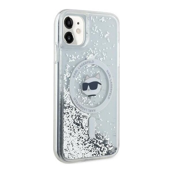 Karl Lagerfeld Karl Lagerfeld KLHMN61LGCHSGH iPhone 11 / Xr 6.1" hardcase transparent Liquid Glitter Choupette Head Magsafe