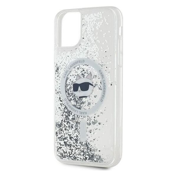 Karl Lagerfeld Karl Lagerfeld KLHMN61LGCHSGH iPhone 11 / Xr 6.1" hardcase transparent Liquid Glitter Choupette Head Magsafe