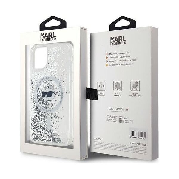 Karl Lagerfeld Karl Lagerfeld KLHMN61LGCHSGH iPhone 11 / Xr 6.1" hardcase transparent Liquid Glitter Choupette Head Magsafe